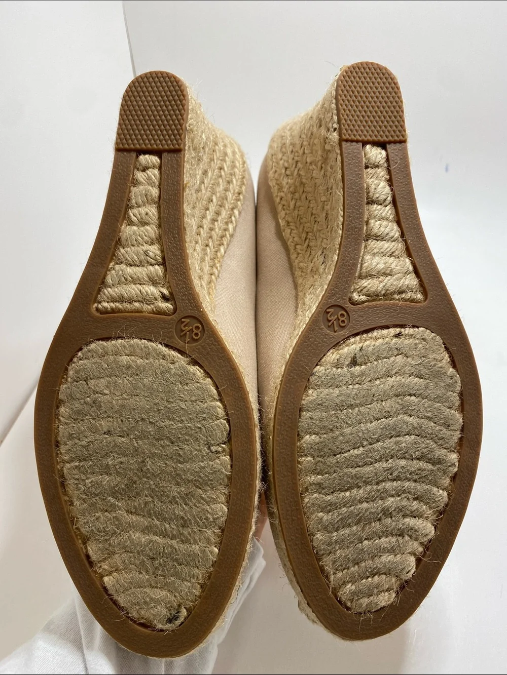 J. Crew Factory Neutral Canvas Espadrille Wedges Size 8.5